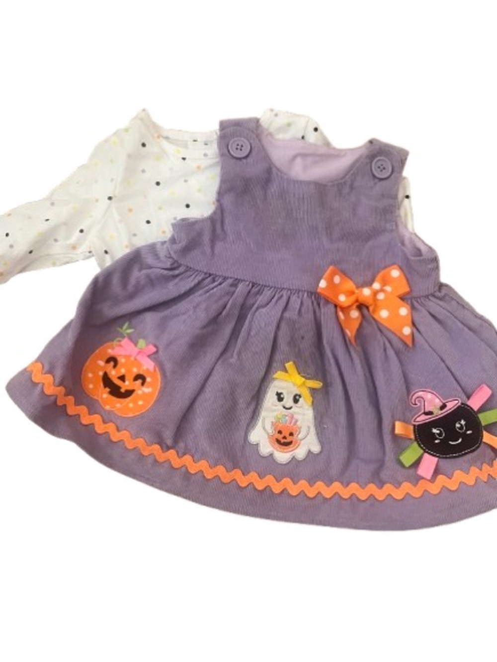 Good Lad Purple Corduroy Halloween Dress with Orange Accents